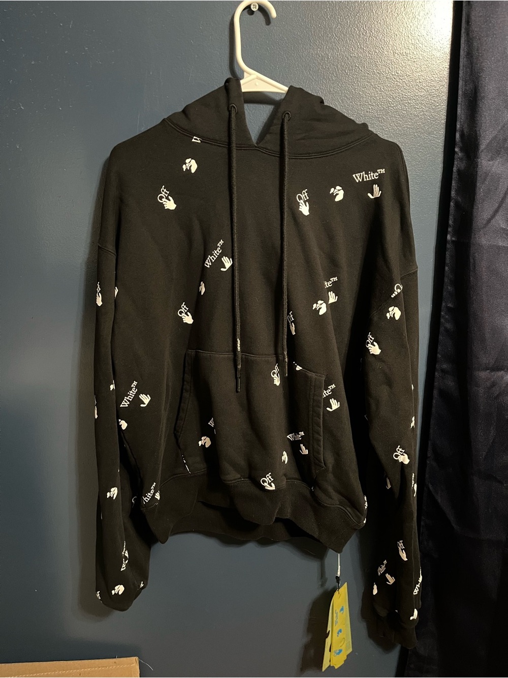 Off-White All Over Logo Black Pullover Hoodie